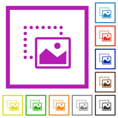 Resmi beyaz arkaplanda kare çerçevelerde sağ alt düz renk simgelerine sürükle