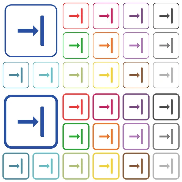 Richten Sie Flache Symbole Abgerundeten Quadratischen Rahmen Nach Rechts Aus — Stockvektor