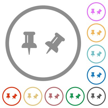 Beyaz arkaplanda yuvarlak çizgilerde düz renk simgelerini aç / kapat