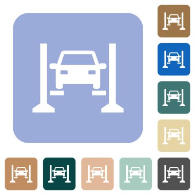 Renkli yuvarlak kare arkaplan üzerine beyaz simgeler