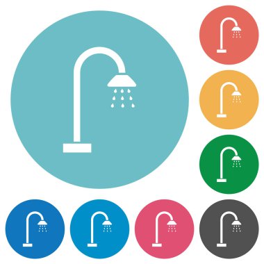 Yuvarlak renkli arkaplanda düz beyaz simgeler