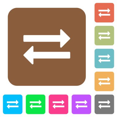 Yuvarlak kare renkli arkaplanlarda düz simgeler değiş tokuş et.