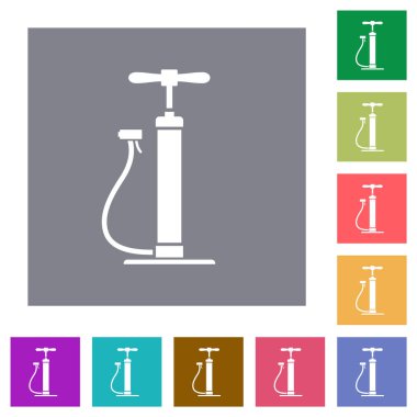 Basit renk kare arkaplanlarında hava pompası düz simgeleri