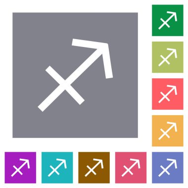 Yay burcu burcu simgesi. Basit renk kare arkaplanlarda düz simgeler.