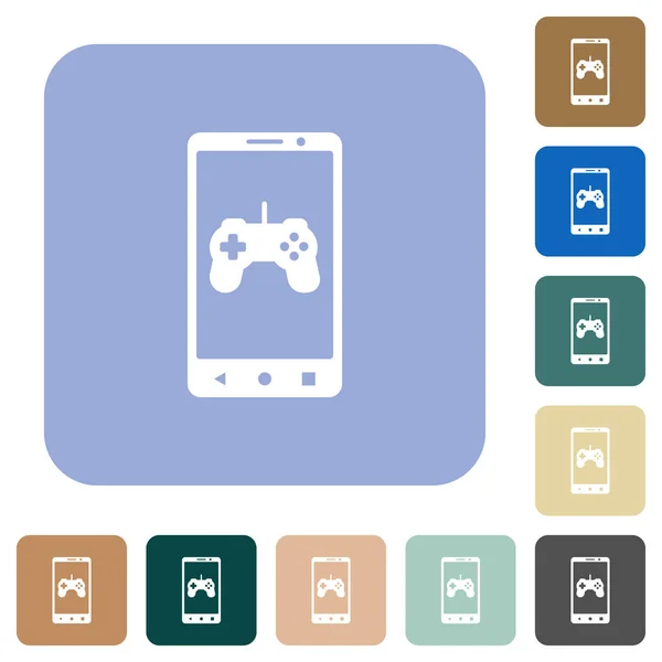 Mobile Jeux Icônes Plates Blanches Sur Fond Carré Arrondi Couleur — Image vectorielle