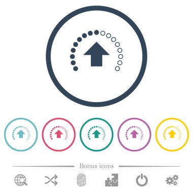 İlerleme sürecinde düz renk simgelerini yuvarlak hatlara yükle. 6 bonus simgesi dahil.