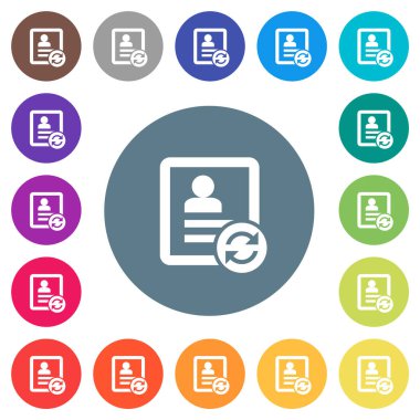 Düz beyaz simgeleri yuvarlak renkli arkaplanlarda tazele. 17 arkaplan renk varyasyonu dahil.