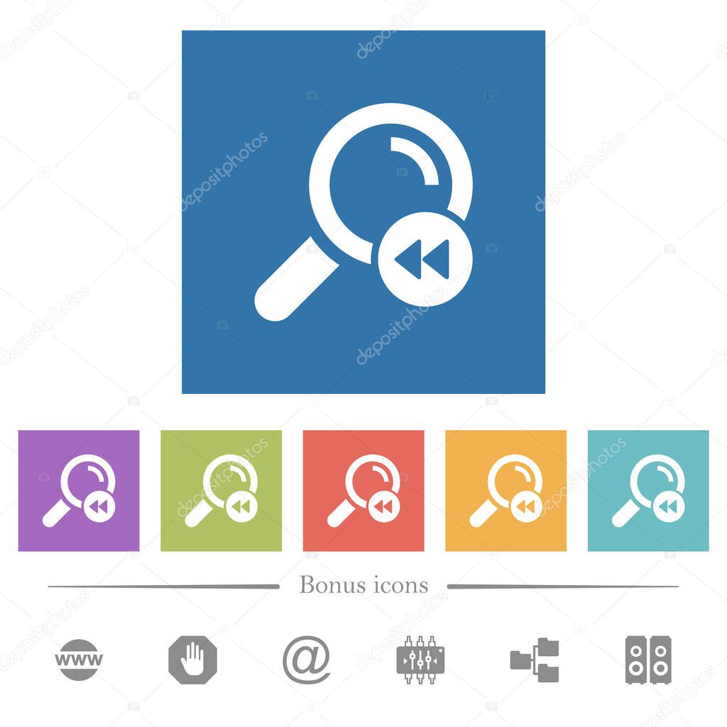 Find first search result flat white icons in square backgrounds. 6 bonus icons included.