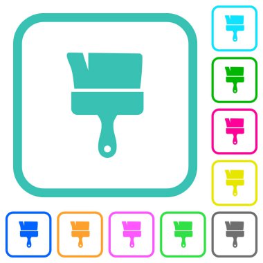 Beyaz arkaplan üzerindeki eğri kenarlıklarda canlı renkli düz simgeleri boya