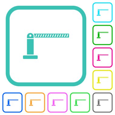 Beyaz arkaplan üzerinde eğimli sınırlarda kapalı bariyer renkli düz simgeler