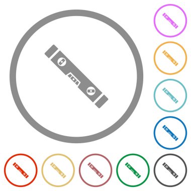 Beyaz arkaplanda yuvarlak çizgilerde ruh seviyesi düz renk simgeleri