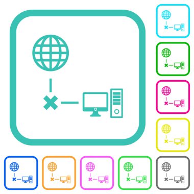 Çevrimdışı bilgisayar renkli düz simgeler eğimli sınırlarda beyaz arkaplanda