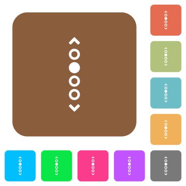  Yuvarlak kare renkli arkaplanlarda dikey sayfa gezinme düz simgeleri.