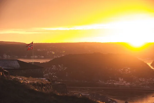 Sunset in Norway village