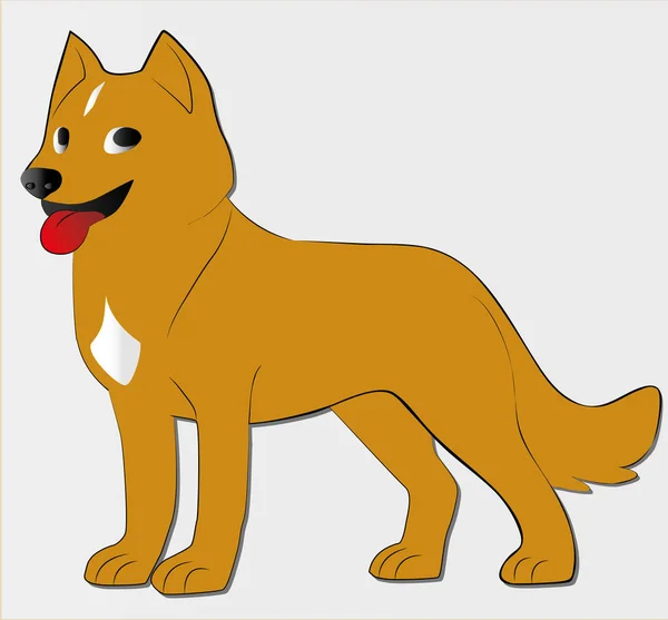 Ein lächelnder roter Hund mit herausgestreckter Zunge — Stockvektor