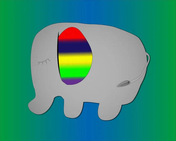 卡通大象耳朵彩虹般的色彩 — 图库矢量图片