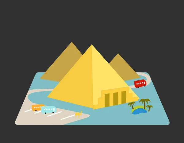 Projeto plano de pirâmides Giza vetor de ilustração — Vetor de Stock