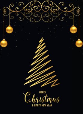 Altın Aralık karanlık bir zemin üzerine altın karalanmış Noel ağacı