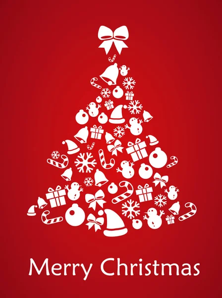 由红色背景的玩具制成的圣诞树。矢量说明 — 图库矢量图片#