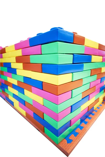 Renkli tuğla blok duvar — Stok fotoğraf