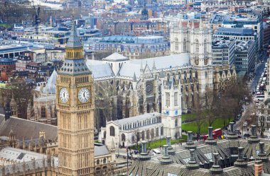 Big Ben ve Westminster Abbey havadan görünümü