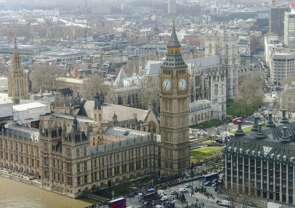 Flygfoto över Big Ben och Westminster Abbe Royaltyfria Stockbilder