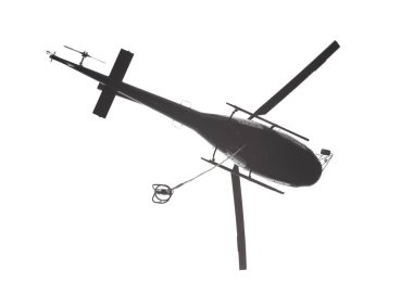 Helikopter siluet kanca ve ip ile