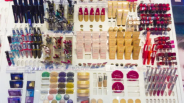 Abstract blurred image of makeup products — Stock Photo, Image