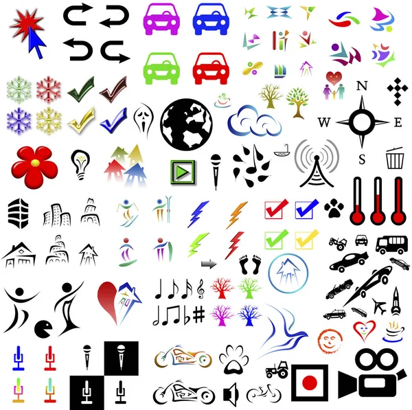 Uppsättning av 100 ikoner och symboler — Stockfoto