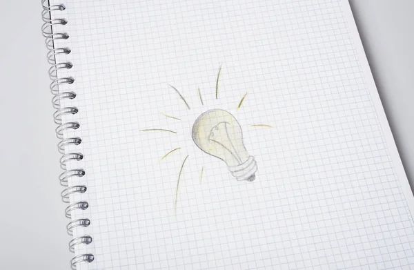 Hand drawn light bulb on paper — Stock Photo, Image
