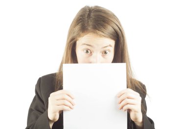 boş kağıt deftere nakil sürpriz genç kadın