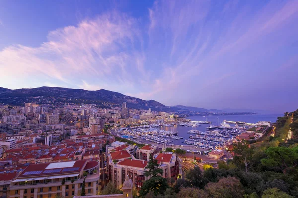 Monte Carlo město v noci, Monako — Stock fotografie
