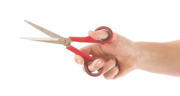 Hand using scissors isolated on white background — Stock Photo, Image