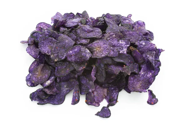 Blue Violet Potato Chips Isolated White — Stock Photo, Image