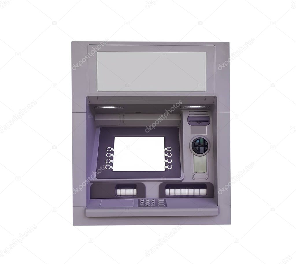ATM for money withdrawal isolated on white background