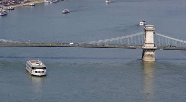 Szechenyi veya zincir köprü şehirde Budapeşte, Macaristan