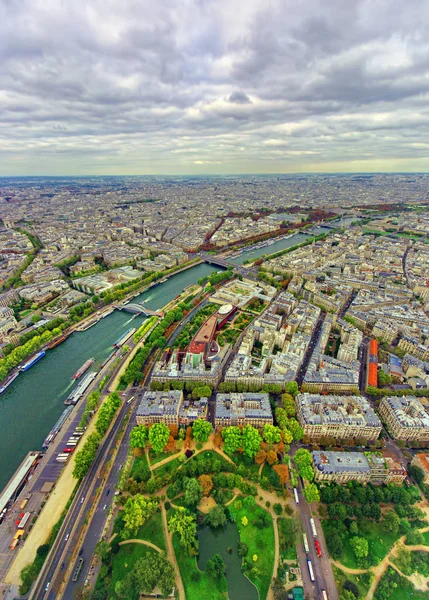 Luftaufnahme Von Paris Stadt Und Seine Fluss Vom Eiffelturm — Stockfoto