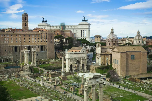 Oude Ruïnes Van Roman Forum Rome City Italië — Stockfoto