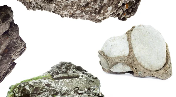Конгломерат горных пород изолированы на белом фоне — стоковое фото