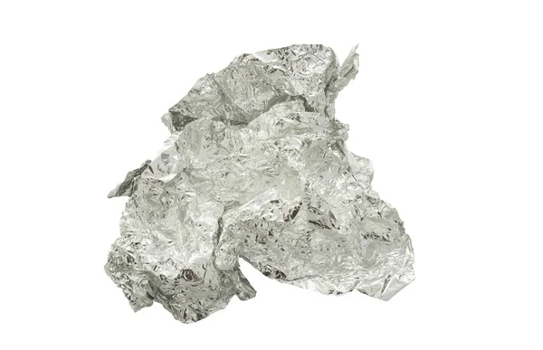 Skrynkliga Aluminiumfolie Isolerad Vit Bakgrund — Stockfoto