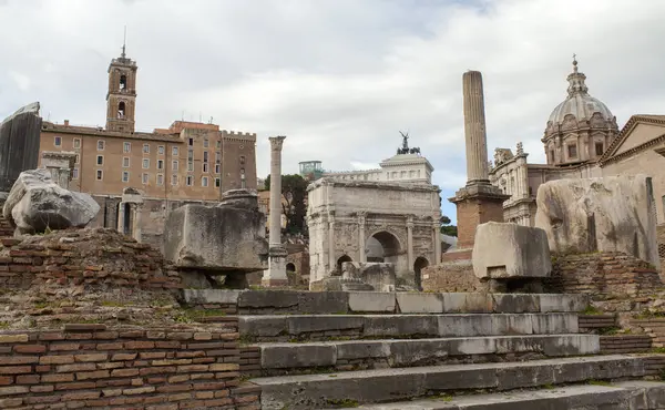 Ruiny Forum Romanum City Rome Włochy — Zdjęcie stockowe