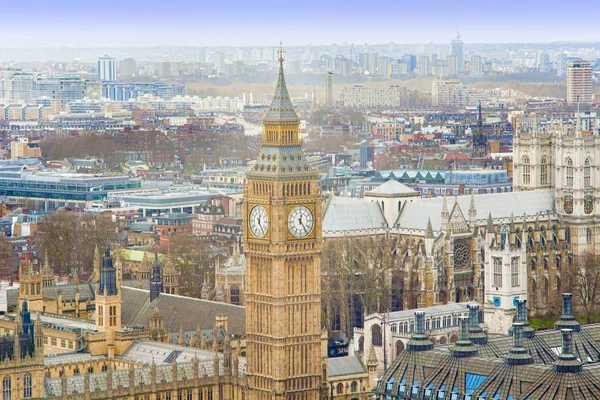 Big Ben Londýnské City Letecký Pohled — Stock fotografie