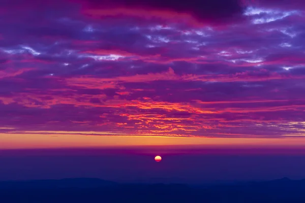 Dağ Romanya Dan Ceahlau Gördüm Güzel Günbatımı Manzara — Stok fotoğraf