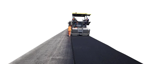 Máquina Para Verter Asfalto Nueva Carretera Aislada Sobre Fondo Blanco —  Fotos de Stock