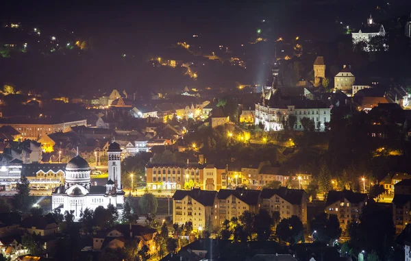 Sighisoara Ciudad Medieval Por Noche Rumanía — Foto de Stock