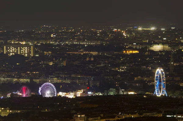 Stadtbild Der Stadt Wien Bei Nacht Luftaufnahme Österreich — Stockfoto