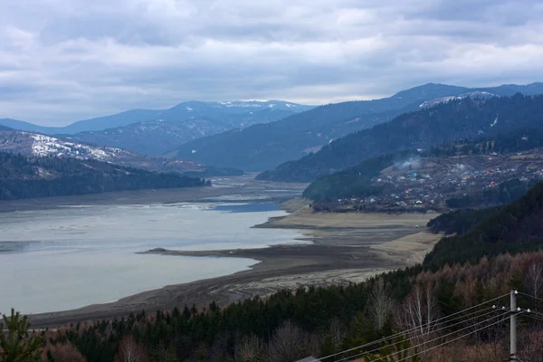 Lago Bicaz Con Poca Agua Seco Sequía Rumanía — Foto de Stock