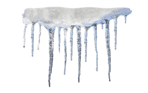 Icicle on the roof isolated on white background — Stock Photo, Image