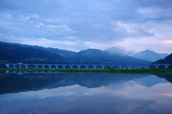 Bbridge Bicaz Lake Reflection Romania — Stock Photo, Image