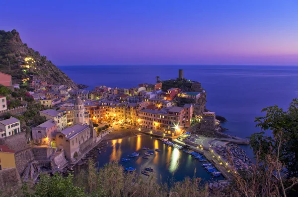 Sunset Scene Sea Coast Vernazza Cinque Terre Italy — Stock Photo, Image